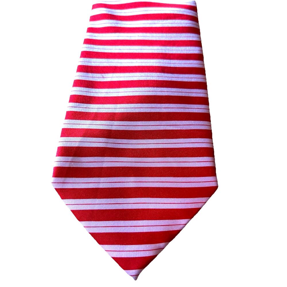 Valentines Striped Tie Red Pink Candy Cane Holiday Classic Formal Repp Club